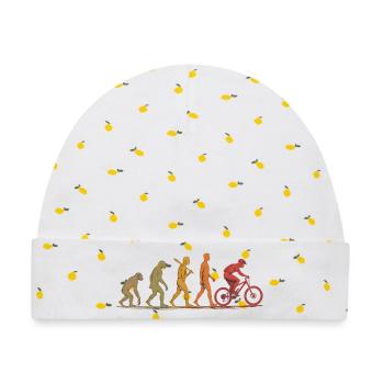  Mountain Biking Evolution Funny MTB Cyclist - Baby Premium Organic Mütze - Weiß/Zitronengelb - Vorne
