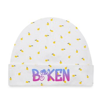 Gradient Fahrradlogo mit Bike Silhouette - Baby Premium Organic Mütze - Weiß/Zitronengelb - Vorne