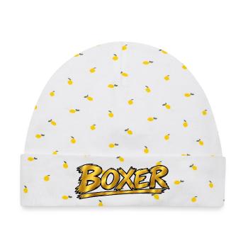 Boxer Gold Brush Logo - Baby Premium Organic Mütze - Weiß/Zitronengelb - Vorne
