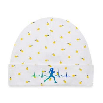 Geschenkidee für eine Running mit Running - Baby Premium Organic Mütze - Weiß/Zitronengelb - Vorne