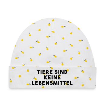 Vegan Spruch - Baby Premium Organic Mütze - Weiß/Zitronengelb - Vorne