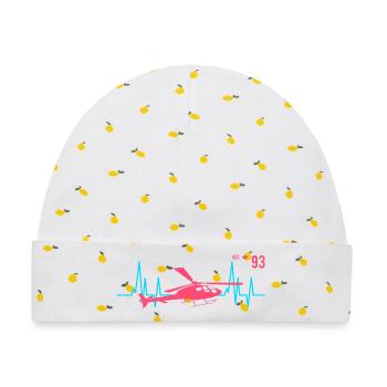 Hubschrauber Herzschlag Ekg Pilot - Baby Premium Organic Mütze - Weiß/Zitronengelb - Vorne