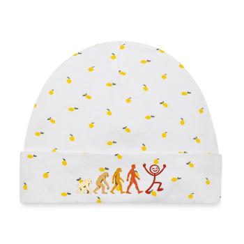 Evolution Mensch Freude Retro Design - Baby Premium Organic Mütze - Weiß/Zitronengelb - Vorne