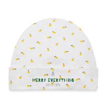 Merry Everything and So Forth –Weihnachtsstatement - Baby Premium Organic Mütze - Weiß/Zitronengelb - Vorne