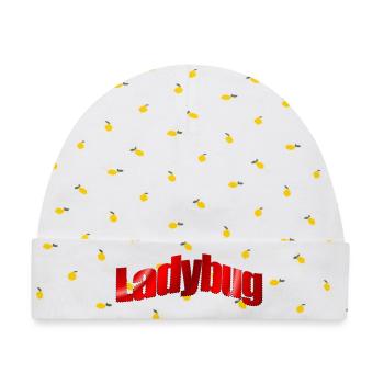 Dezentes Logo Ladybug  - Baby Premium Organic Mütze - Weiß/Zitronengelb - Vorne