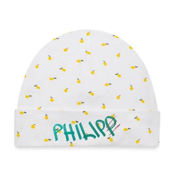 Geburtstagsgeschenk für Philip - Baby Premium Organic Mütze - Weiß/Zitronengelb - Vorne