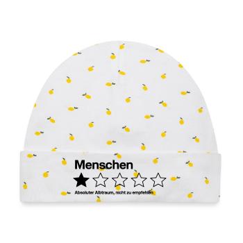 Menschen Ein Stern nicht zu empfehlen - Baby Premium Organic Mütze - Weiß/Zitronengelb - Vorne