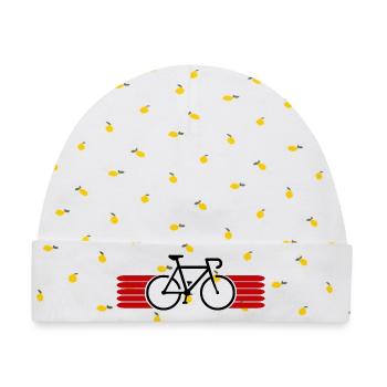 Fahrrad fahren Bike Fahrradfahrer Fahrradfahrerin - Baby Premium Organic Mütze - Weiß/Zitronengelb - Vorne