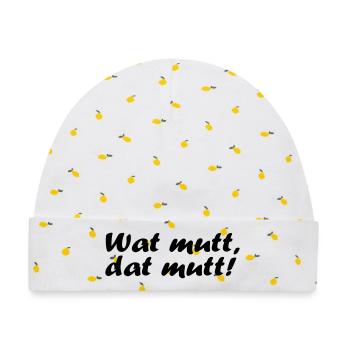Wat mutt, dat mutt! - Baby Premium Organic Mütze - Weiß/Zitronengelb - Vorne