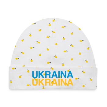 UKRAINA Ukrainian Flag Ukraine Flagge - Baby Premium Organic Mütze - Weiß/Zitronengelb - Vorne