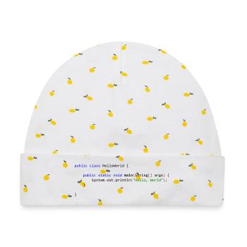 Hello World in Java - Baby Premium Organic Mütze - Weiß/Zitronengelb - Vorne