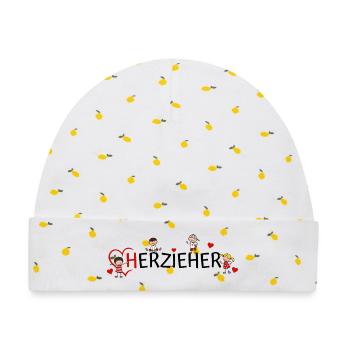 Erzieher Herzieher - Baby Premium Organic Mütze - Weiß/Zitronengelb - Vorne