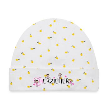 Erzieher Herz Herzieher  - Baby Premium Organic Mütze - Weiß/Zitronengelb - Vorne