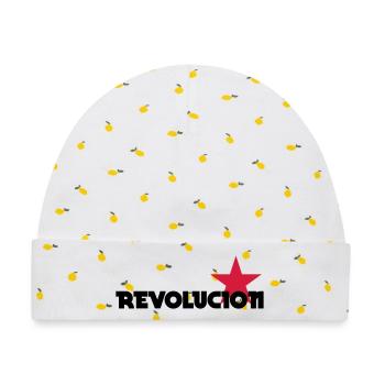 [ Revolucion ] - Baby Premium Organic Mütze - Weiß/Zitronengelb - Vorne