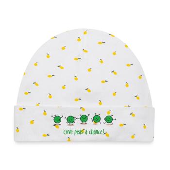 Give Peas a Chance! - Baby Premium Organic Mütze - Weiß/Zitronengelb - Vorne