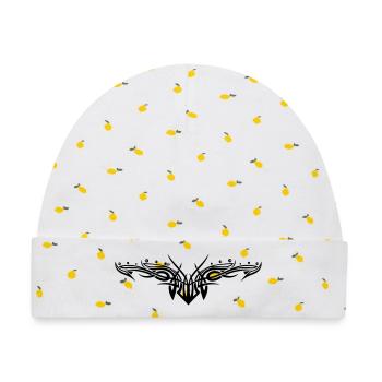 Filigranes Tribal mit Kugeln, Tattoo - Baby Premium Organic Mütze - Weiß/Zitronengelb - Vorne