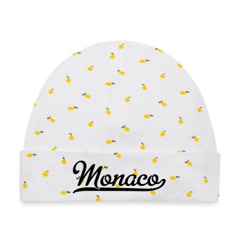 Monaco - Baby Premium Organic Mütze - Weiß/Zitronengelb - Vorne