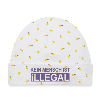 Kein Mensch ist Illegal - Baby Premium Organic Mütze - Weiß/Zitronengelb - Vorne
