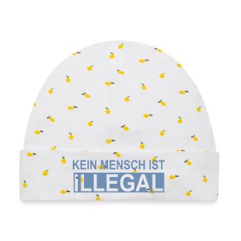 Kein Mensch ist Illegal - Baby Premium Organic Mütze - Weiß/Zitronengelb - Vorne
