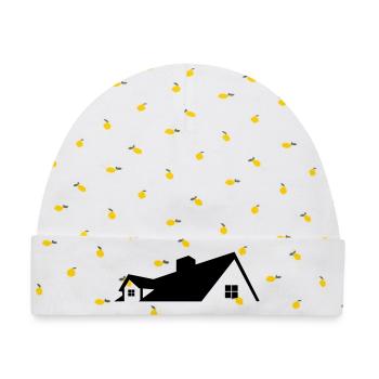 Logo Haus einfaches Logo - Baby Premium Organic Mütze - Weiß/Zitronengelb - Vorne