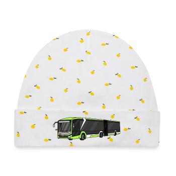 Bus, Schulbus, Busfahrer - Baby Premium Organic Mütze - Weiß/Zitronengelb - Vorne