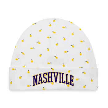 Nashville College Stil Logo - Baby Premium Organic Mütze - Weiß/Zitronengelb - Vorne