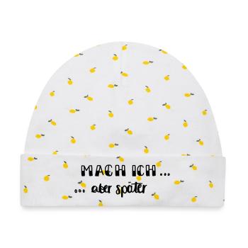Mach ich - aber später... - Baby Premium Organic Mütze - Weiß/Zitronengelb - Vorne