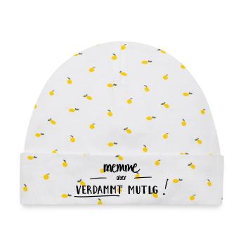 Memme, aber verdammt mutig! - Baby Premium Organic Mütze - Weiß/Zitronengelb - Vorne