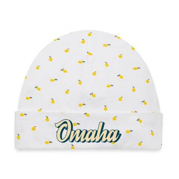 Omaha Script Retro - Baby Premium Organic Mütze - Weiß/Zitronengelb - Vorne