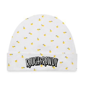 rough and rowdy - Baby Premium Organic Mütze - Weiß/Zitronengelb - Vorne