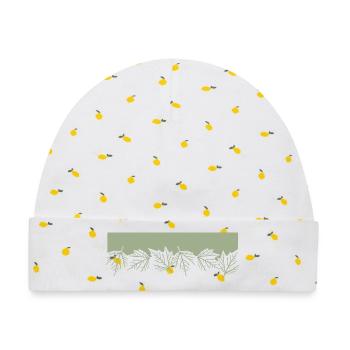 Natur Blätter Laub Wald Leaf - Baby Premium Organic Mütze - Weiß/Zitronengelb - Vorne