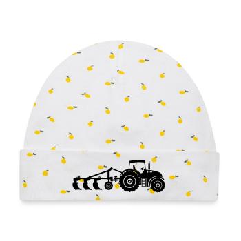 Acker-Traktor-Pflug - Baby Premium Organic Mütze - Weiß/Zitronengelb - Vorne