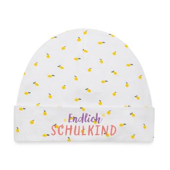 Endlich Schulkind - Baby Premium Organic Mütze - Weiß/Zitronengelb - Vorne
