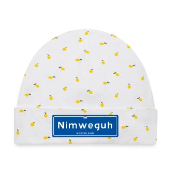 Nimweguh (Nijmegen) - Baby Premium Organic Mütze - Weiß/Zitronengelb - Vorne