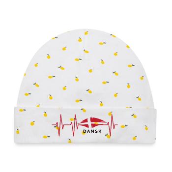 puls dansk Herzschlag Dänemark Illustration icon - Baby Premium Organic Mütze - Weiß/Zitronengelb - Vorne