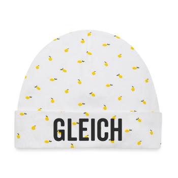 Gleich Statement Design - Baby Premium Organic Mütze - Weiß/Zitronengelb - Vorne