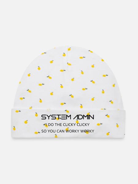 Systemadministratoren machen clicky clicky in schwarz - Baby Premium Organic Mütze - Weiß/Zitronengelb