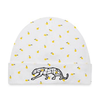 Geometrisches Design des Panthers - Baby Premium Organic Mütze - Weiß/Zitronengelb - Vorne