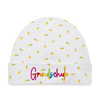 Grundschule - Baby Premium Organic Mütze - Weiß/Zitronengelb - Vorne
