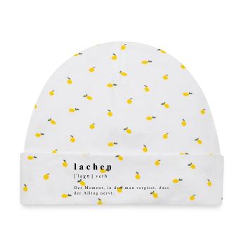 Lachen - Verb - Definition - Lautschrift - Baby Premium Organic Mütze - Weiß/Zitronengelb - Vorne