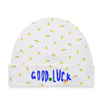 good luck, viel Glück - Baby Premium Organic Mütze - Weiß/Zitronengelb - Vorne