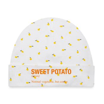 SWEET POTATO - Baby Premium Organic Mütze - Weiß/Zitronengelb - Vorne