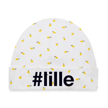 LILLE Hashtag - Baby Premium Organic Mütze - Weiß/Zitronengelb - Vorne