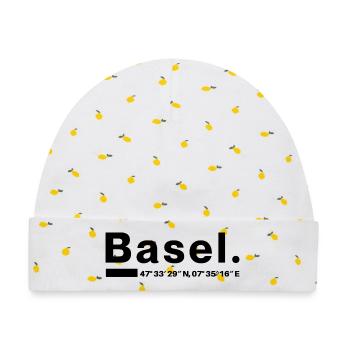 Basel Koordinaten - Baby Premium Organic Mütze - Weiß/Zitronengelb - Vorne