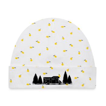 Shadow Camper im Wald mit Fichte - Baby Premium Organic Mütze - Weiß/Zitronengelb - Vorne
