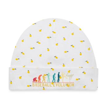 Baseball-Evolutions-Illustration - Baby Premium Organic Mütze - Weiß/Zitronengelb - Vorne
