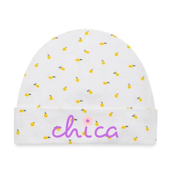 Chica-Blume - Baby Premium Organic Mütze - Weiß/Zitronengelb - Vorne