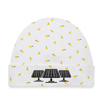 Solar PV Anlage Panele - Baby Premium Organic Mütze - Weiß/Zitronengelb - Vorne