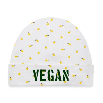 Vegan - Veganerin - Veganer - Baby Premium Organic Mütze - Weiß/Zitronengelb - Vorne