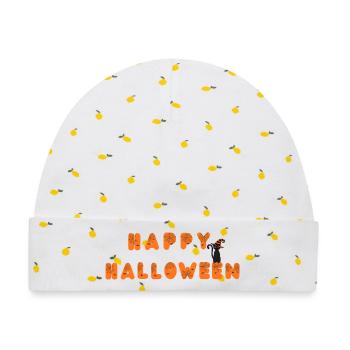 Happy Halloween Spinnennetz Schrift - Baby Premium Organic Mütze - Weiß/Zitronengelb - Vorne